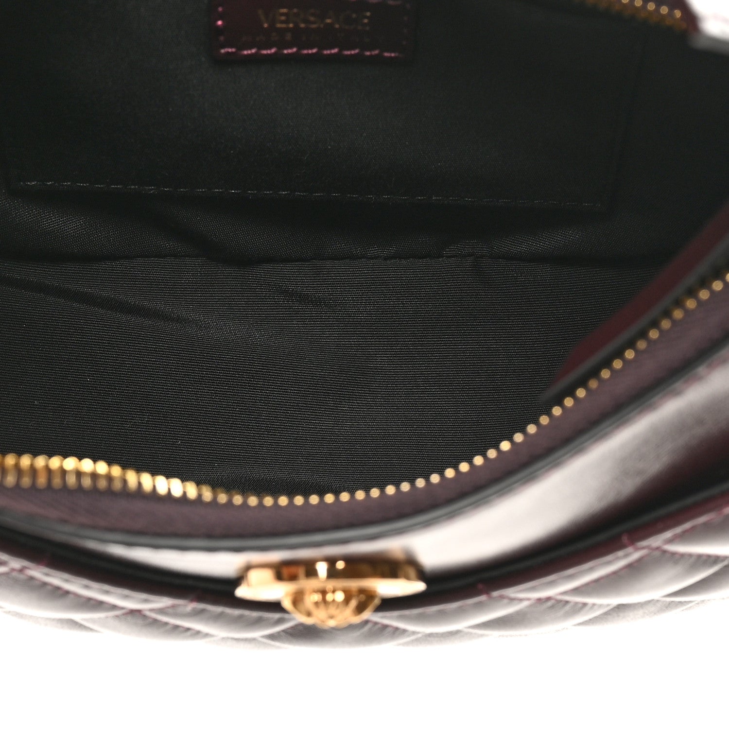 Versace Nappa Quilted Medusa Shoulder Bag Burgundy 5 of 9