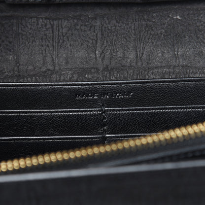Saint Laurent Crocodile Embossed Nubuck Monogram Chain Wallet in Black 7 of 12