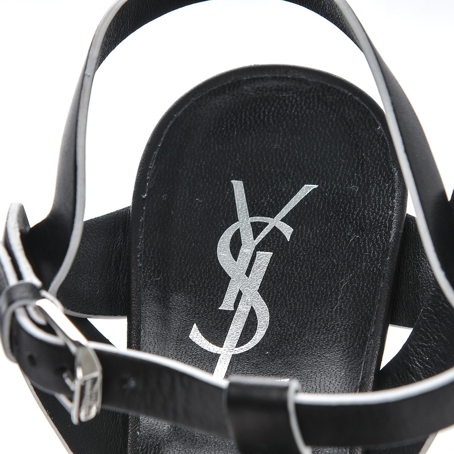 Saint Laurent Calfskin Tribute 105 Platform Sandals 40 Black White 7 of 7