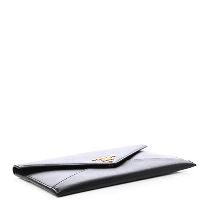 Prada Saffiano City Calfskin Envelope Wallet Black 4 of 9