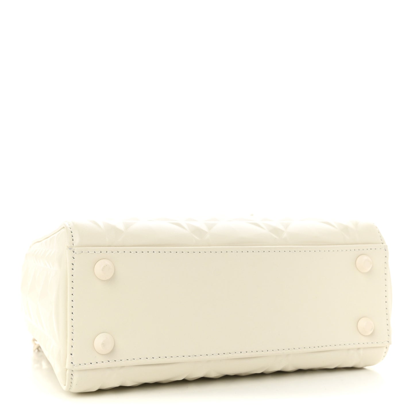 Calfskin Cannage Diamond Mini Lady Dior White