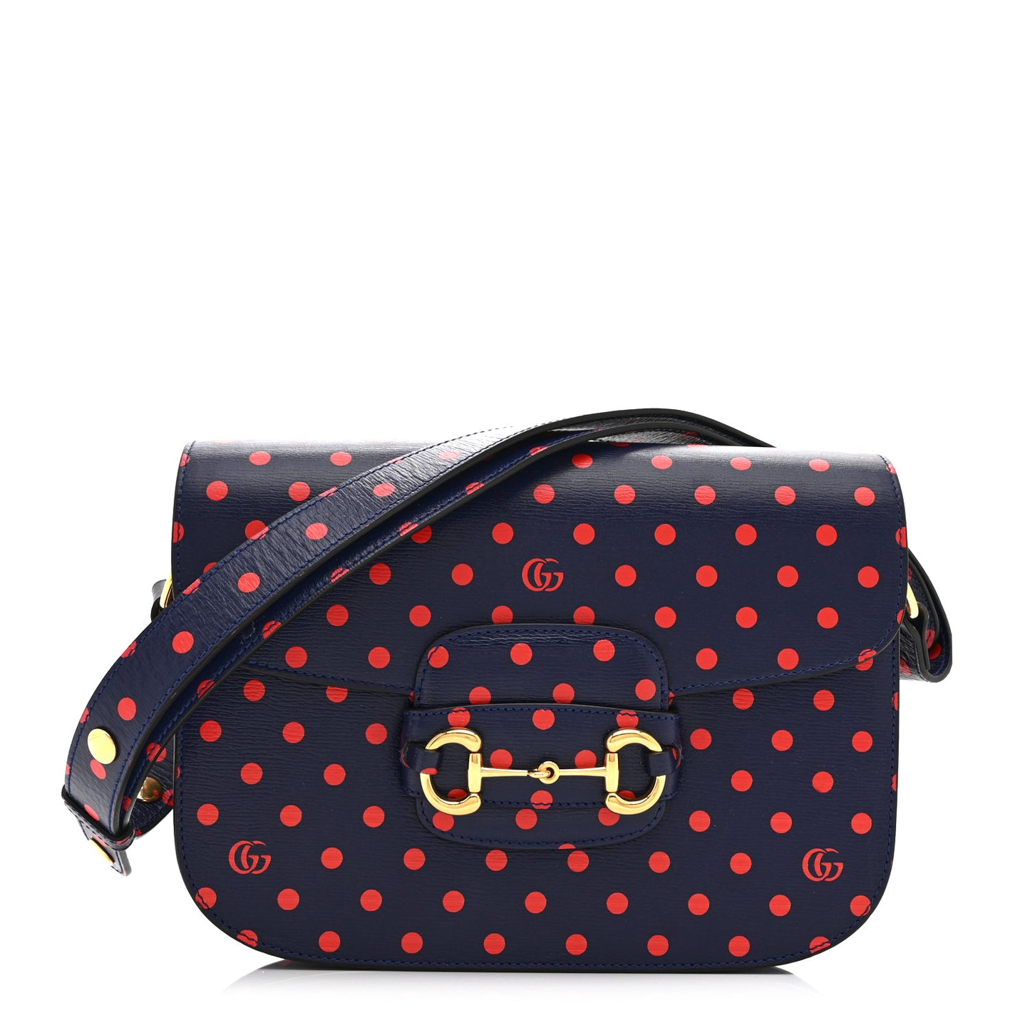 Shangai Calfskin Polka Dot Horsebit 1955 Shoulder Bag Blue Orange