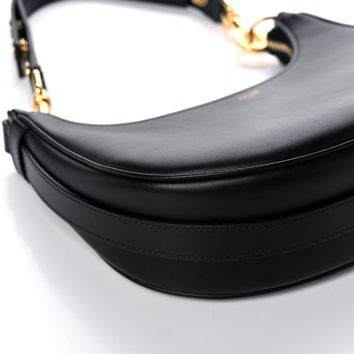 Smooth Calfskin Medium Strap Ava Shoulder Bag Black