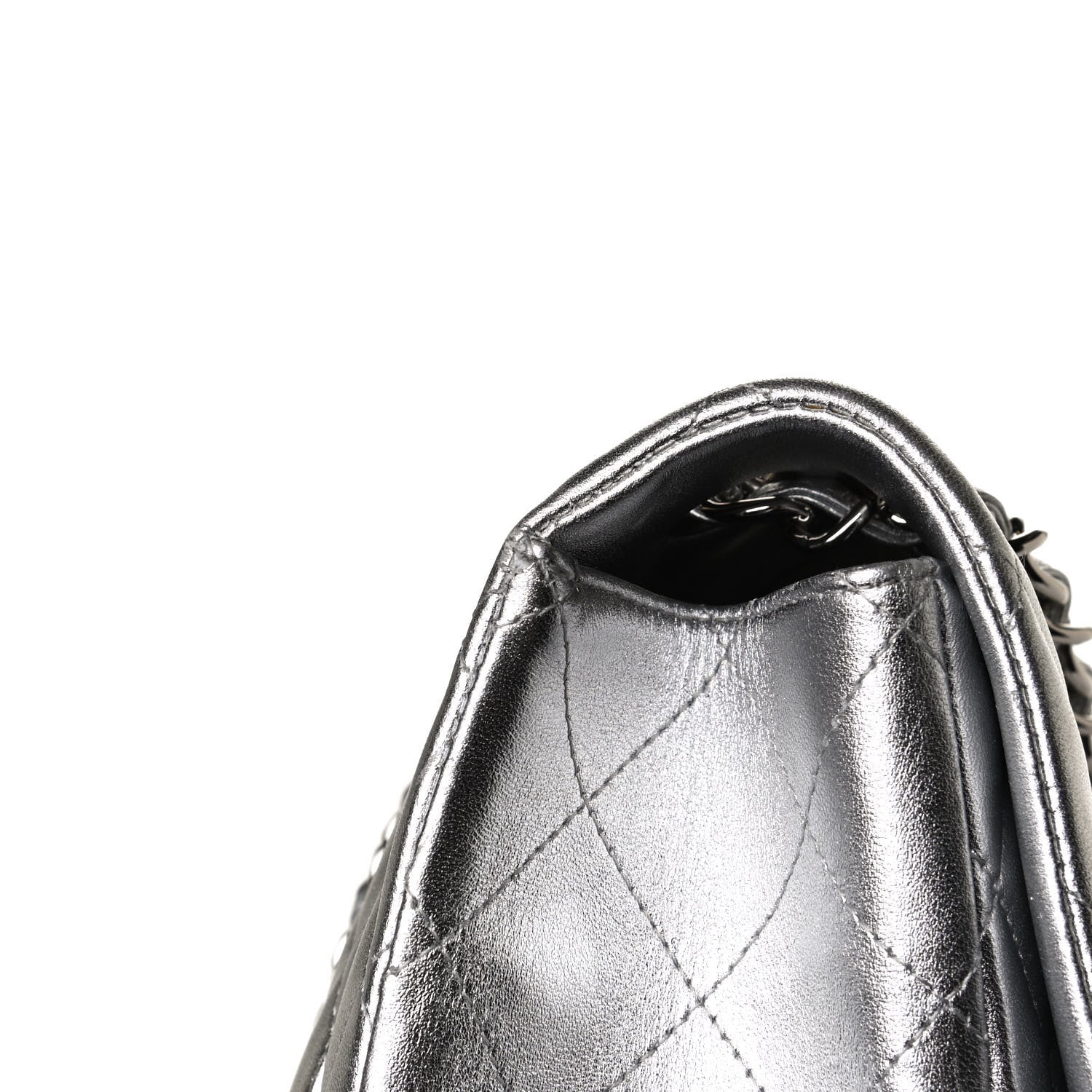 Chanel Metallic Lambskin Quilted Maxi Single Flap Silver 10 of 12