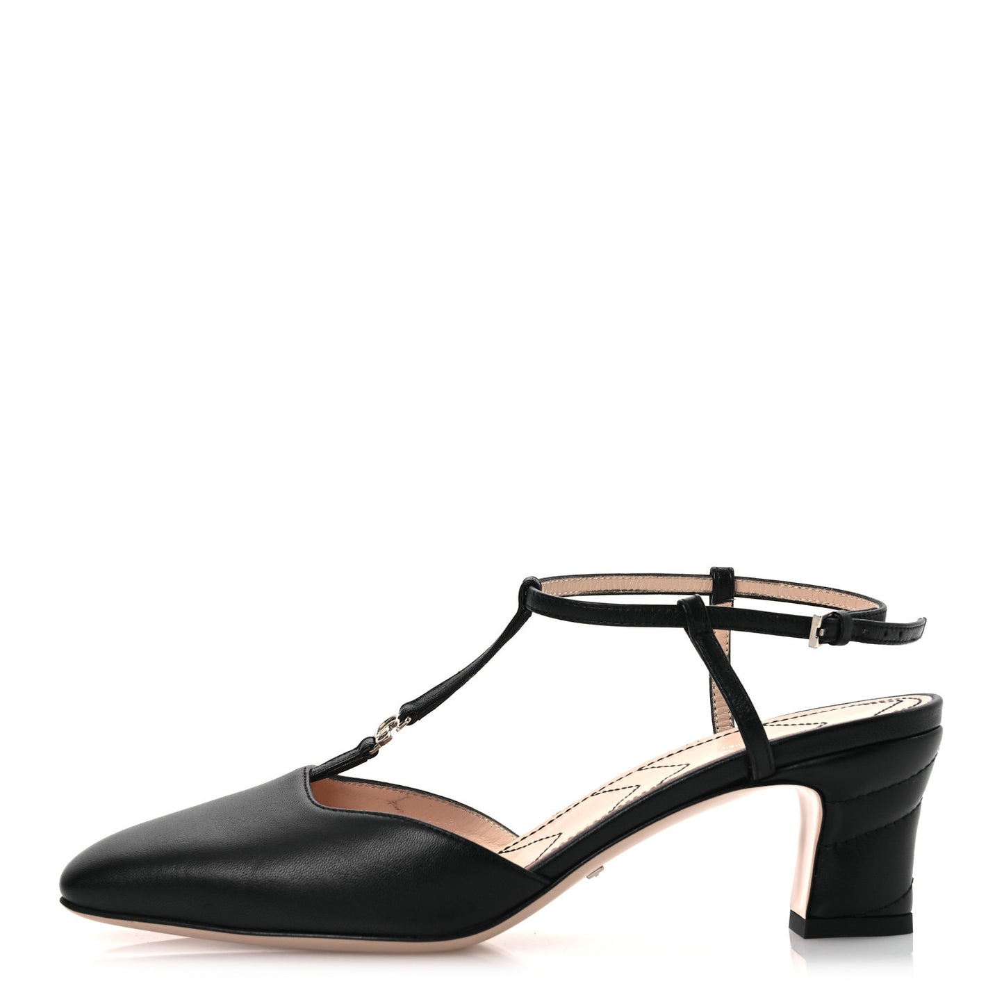 Nappa Charlotte Petite GG 55mm Slingback Pumps 36.5 Black