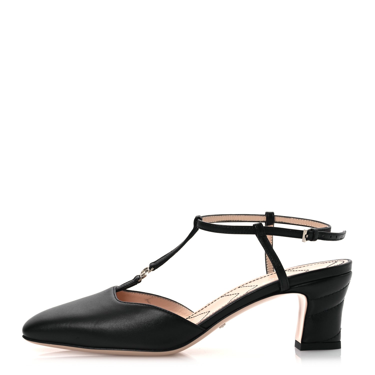 Gucci Nappa Charlotte Petite GG 55mm Slingback Pumps 36.5 Black 1 of 14