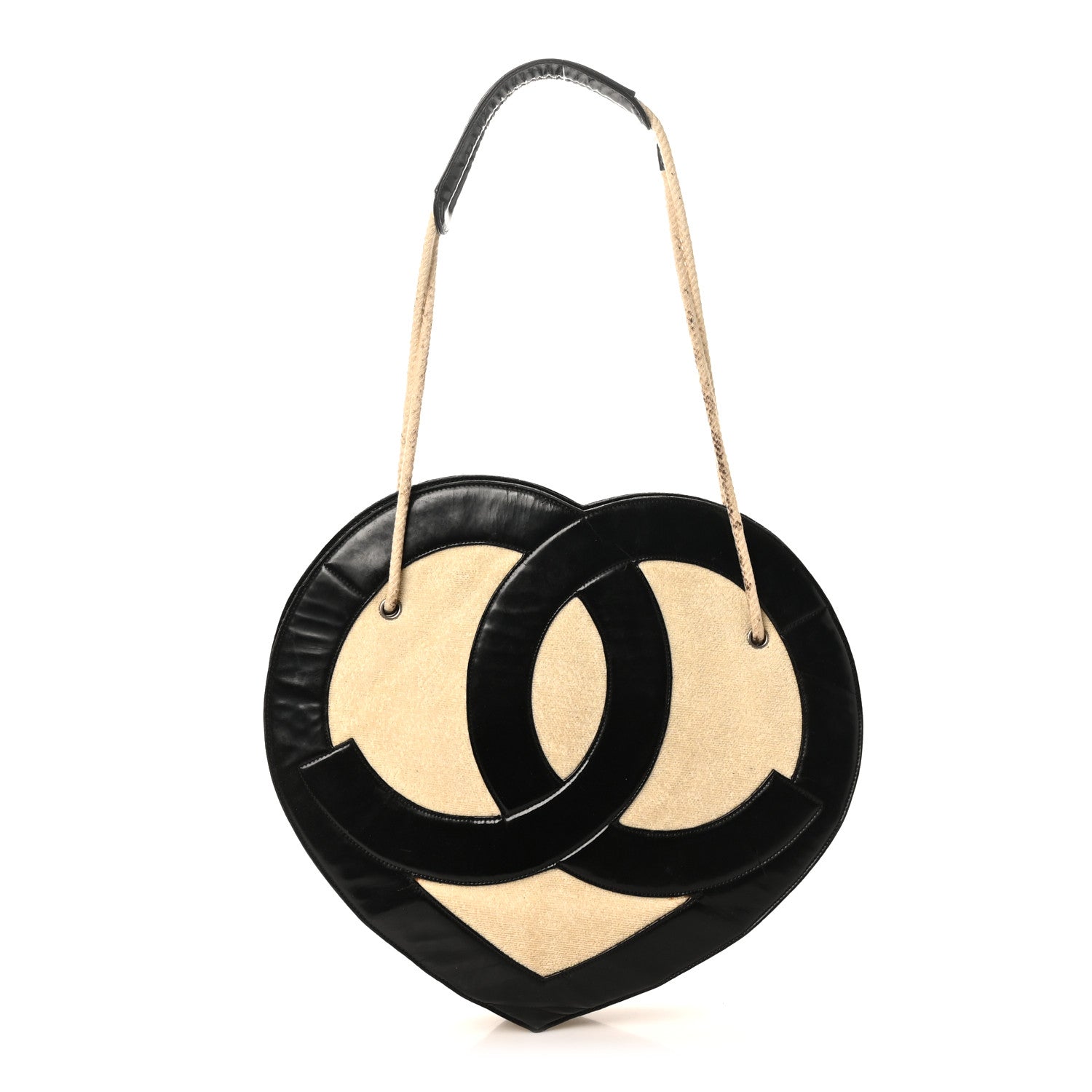 Chanel Patent Terry Cloth CC Heart Shoulder Bag Black 1 of 14