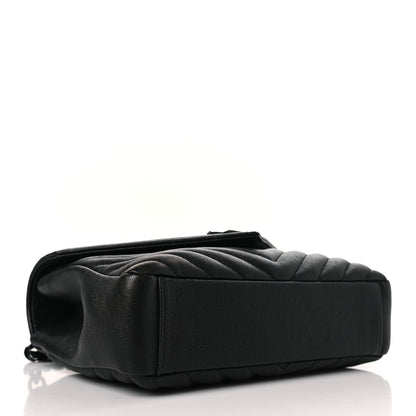 Saint Laurent Sheepskin Matelasse Chevron Monogram Monochrome Medium College Bag Black 4 of 9