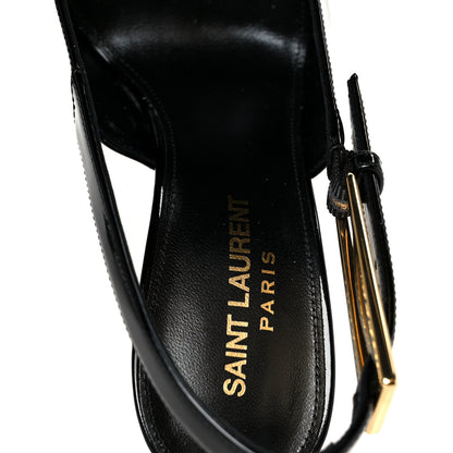 Saint Laurent Glazed Calfskin Lee Slingback Pumps 35 Black 7 of 10