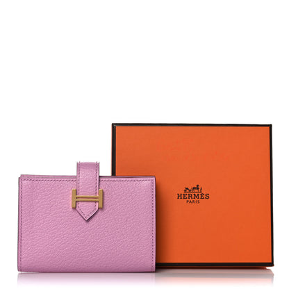 Hermes Chevre Mysore Bearn Card Holder Wallet Mauve Sylvestre 10 of 10