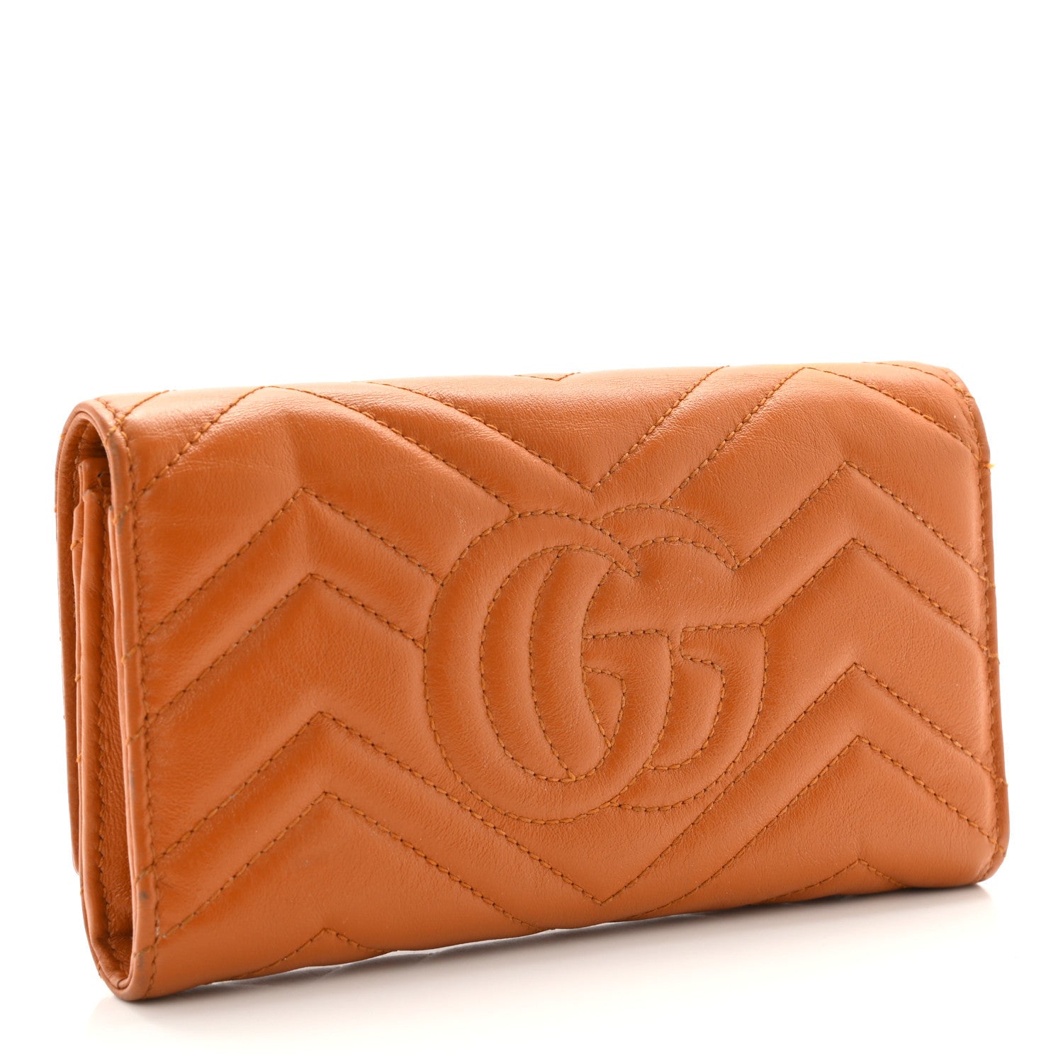 Gucci Calfskin Matelasse GG Marmont Continental Wallet Cognac 3 of 9