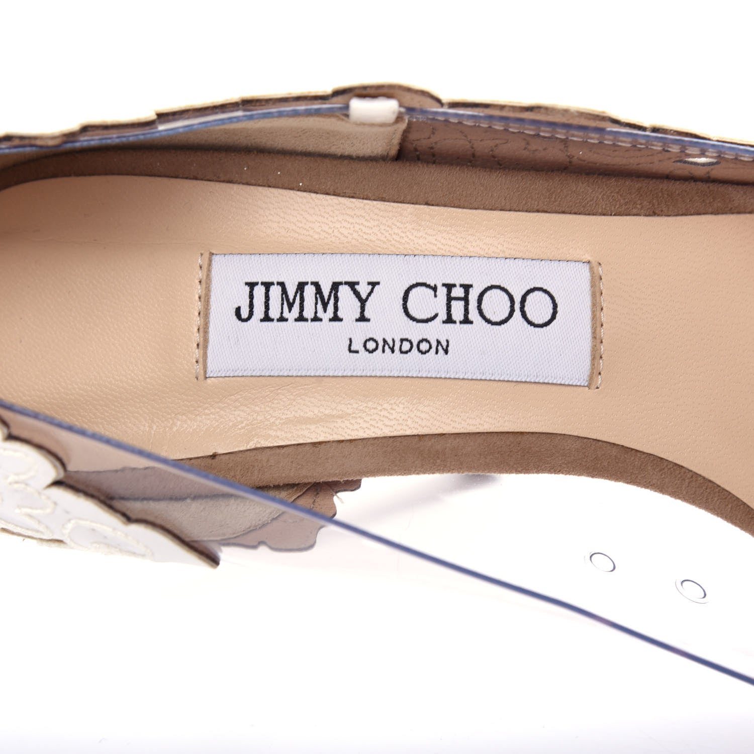 Jimmy Choo Floral Cutout PVC Romy 100 Pointy Toe Pumps 39 Ivory 8 of 9