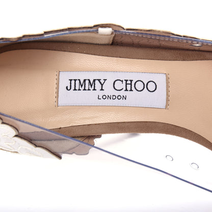 Jimmy Choo Floral Cutout PVC Romy 100 Pointy Toe Pumps 39 Ivory 8 of 9