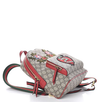 Gucci GG Supreme Monogram Web Kingsnake Heart Embroidered Small Day Backpack Red 4 of 9