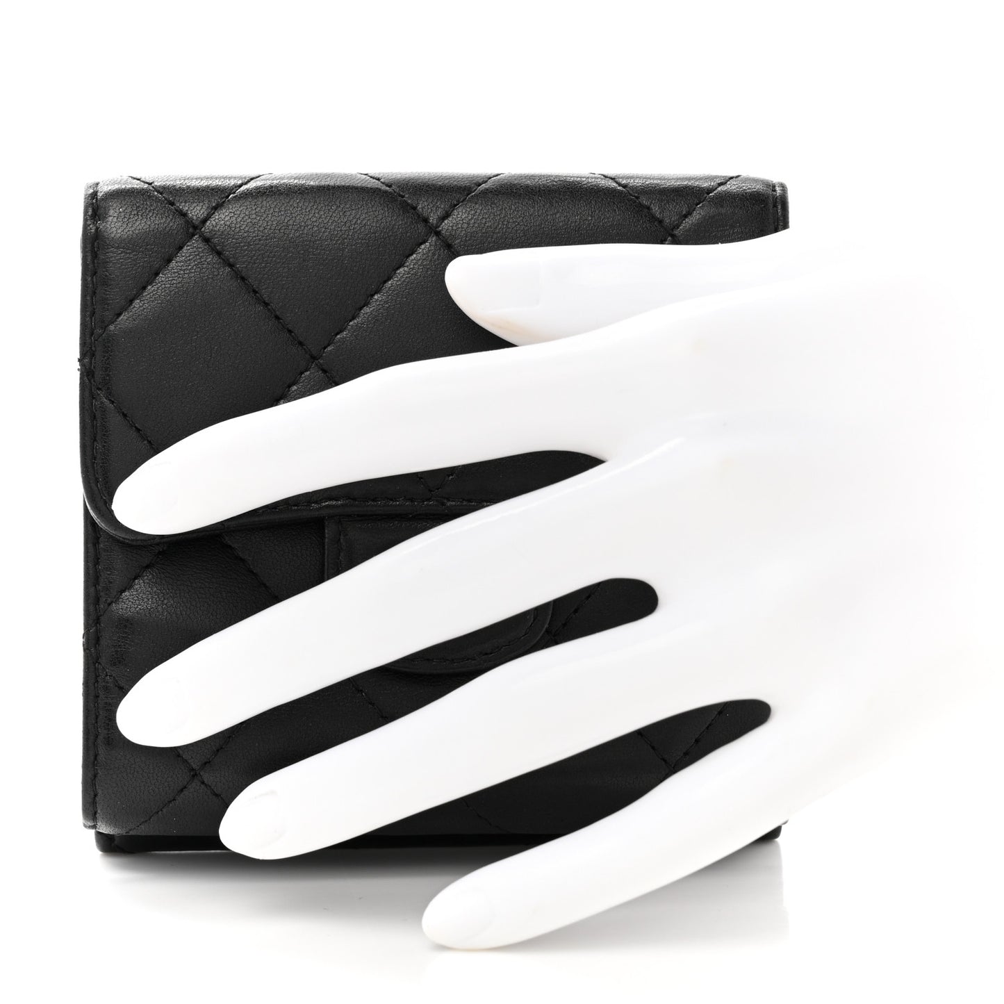 Lambskin Quilted Double Sided Wallet Black