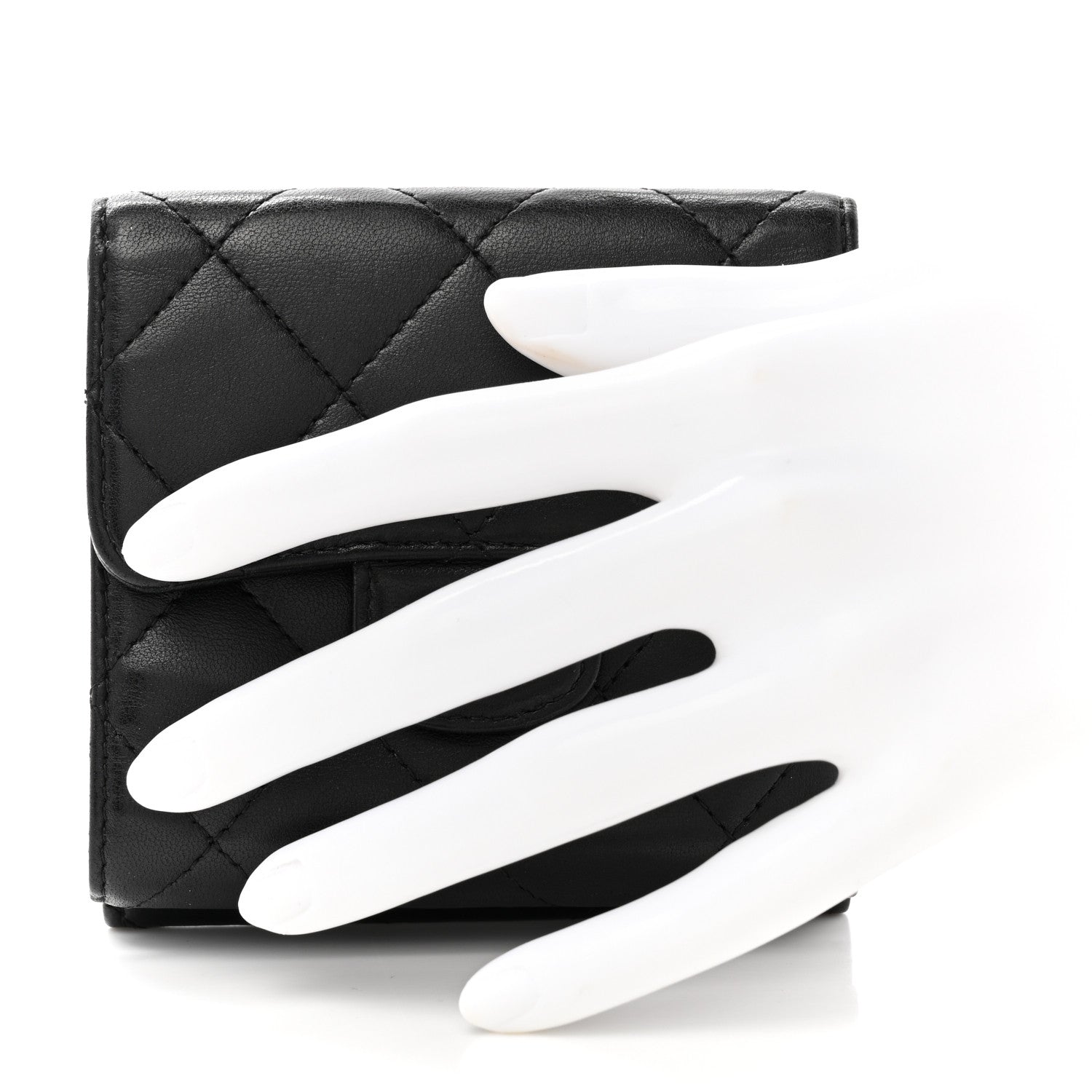 Chanel Lambskin Quilted Double Sided Wallet Black 2 of 12