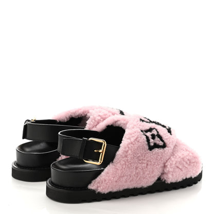 Louis Vuitton Shearling Paseo Sandals 38.5 Pink 4 of 7