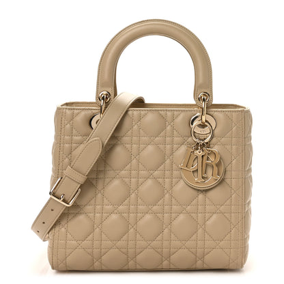 Christian Dior Lambskin Cannage Medium Lady Dior Sand 1 of 10