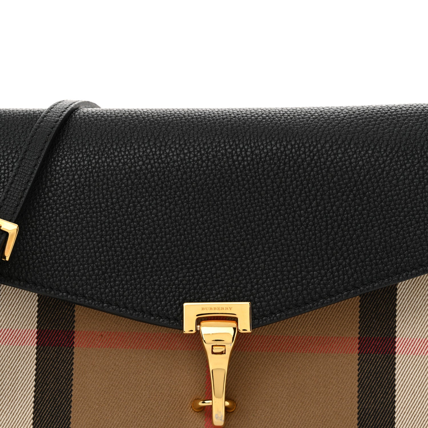 Burberry Derby Calfskin House Check Small Macken Crossbody Bag Black 9 of 14