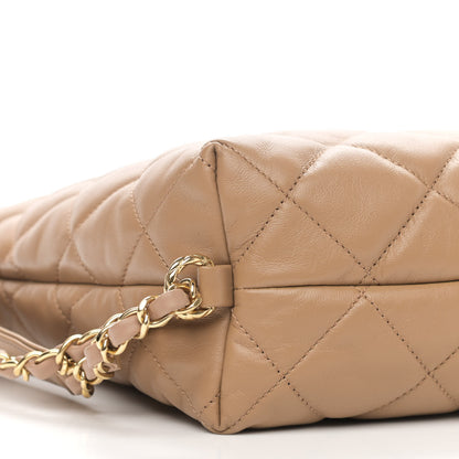 Chanel Lambskin Quilted Maxi Hobo Beige 10 of 11