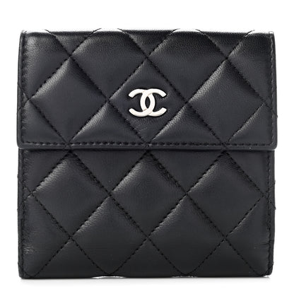 Chanel Lambskin Quilted Compact French Flap Wallet Black 1 of 8