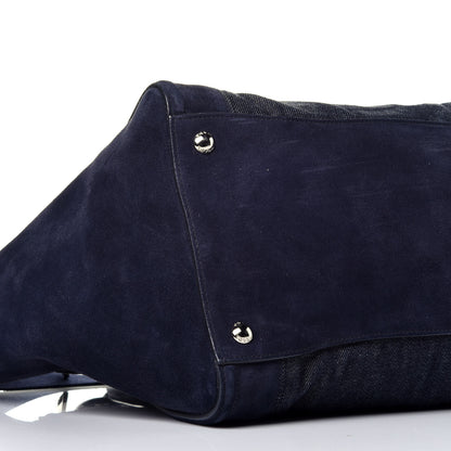 Prada Denim Suede Scamosciato Twin Pocket Tote Bleu 8 of 9