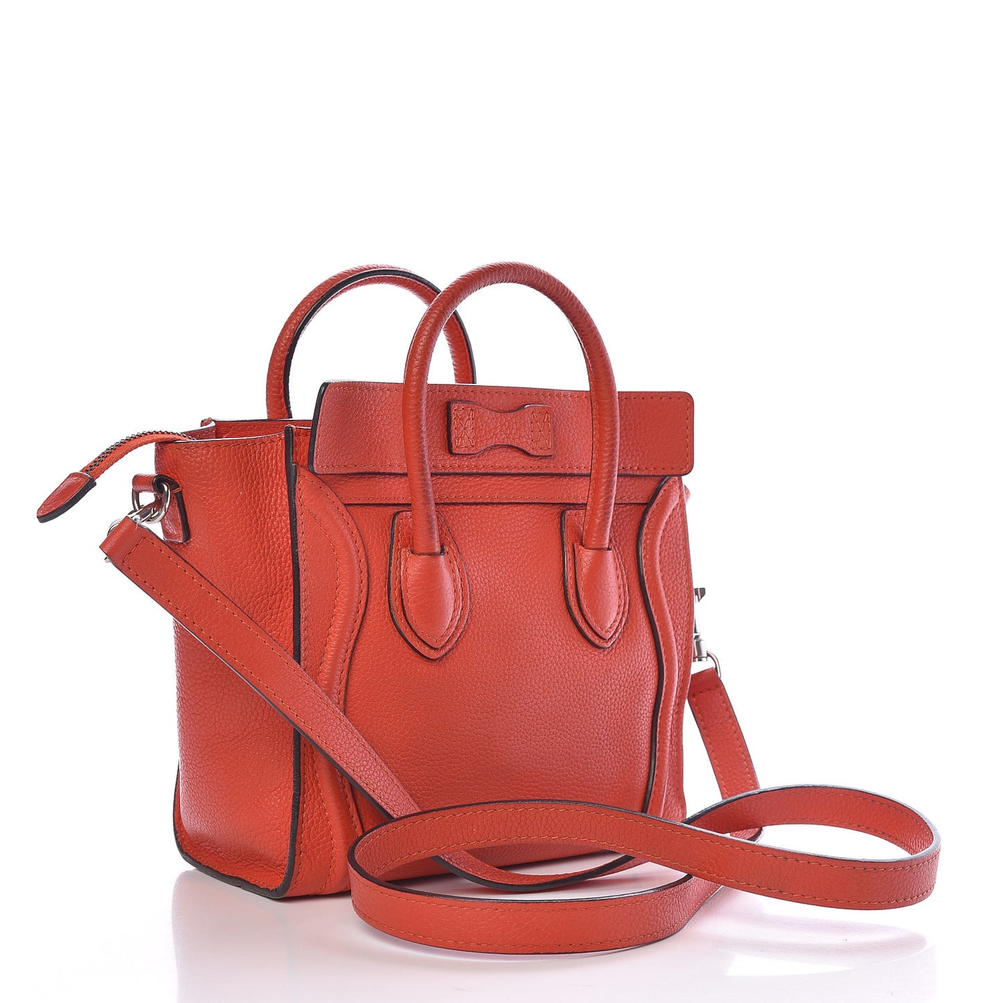 Drummed Calfskin Nano Luggage Vermillion