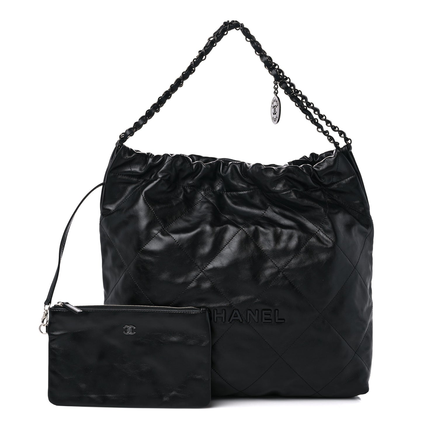 Shiny Calfskin Quilted Chanel 22 So Black