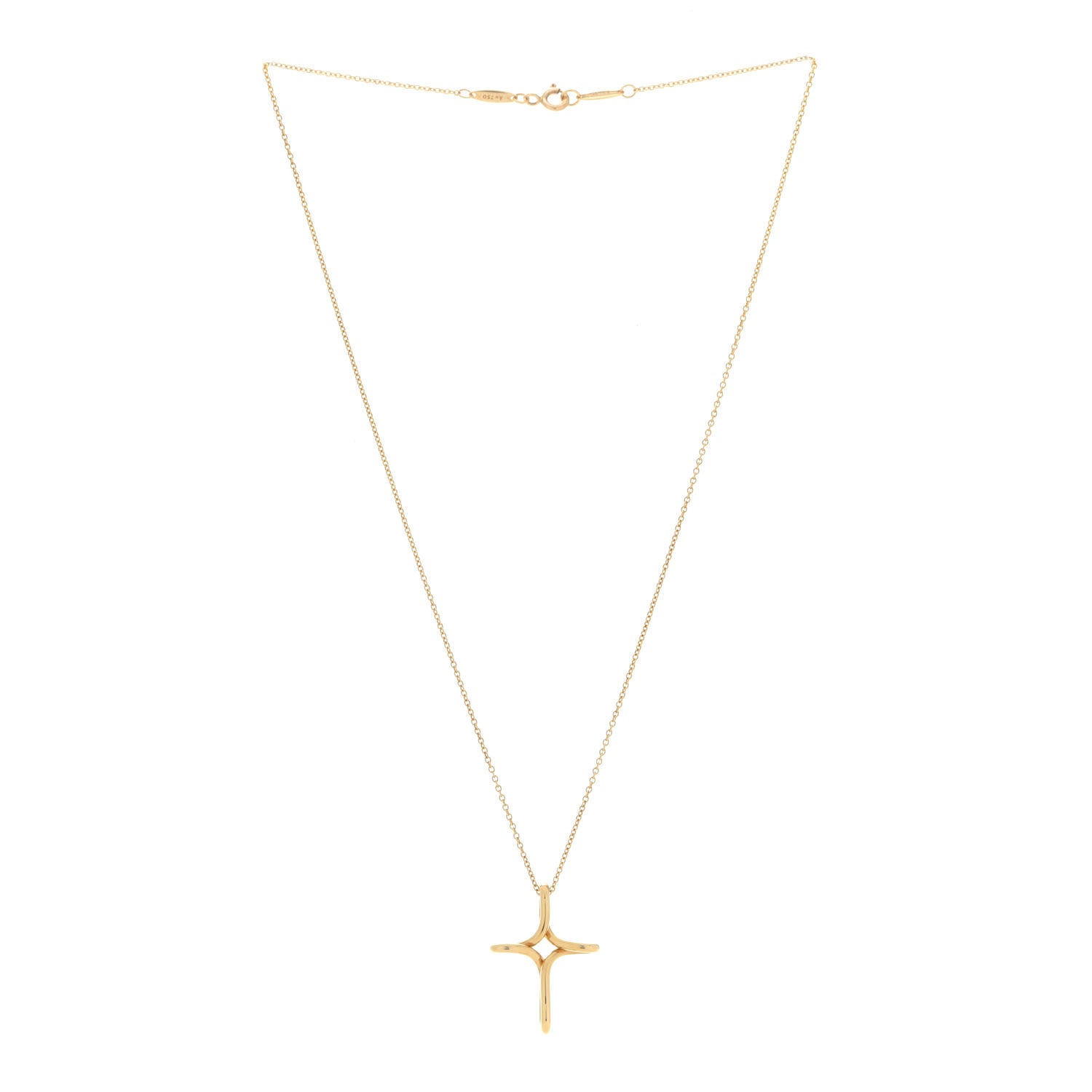 Tiffany 18K Yellow Gold Elsa Peretti Infinity Cross Pendant Necklace 3 of 6