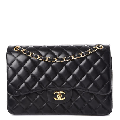 Chanel Lambskin Quilted Jumbo Double Flap Black 1 of 9