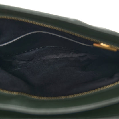 Saint Laurent Grain de Poudre Matelasse Chevron Medium Tribeca Shopping Bag Vert Fonce 5 of 11