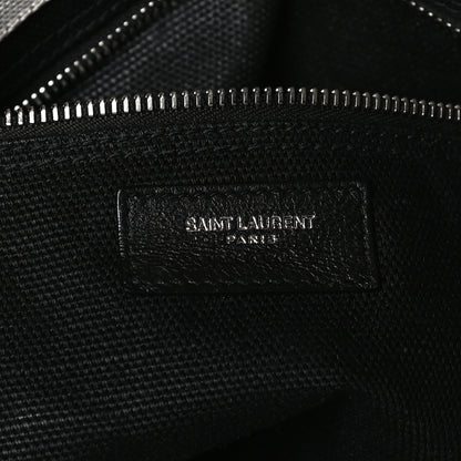 Saint Laurent Linen Calfskin Rive Gauche North South Tote White Black 6 of 15