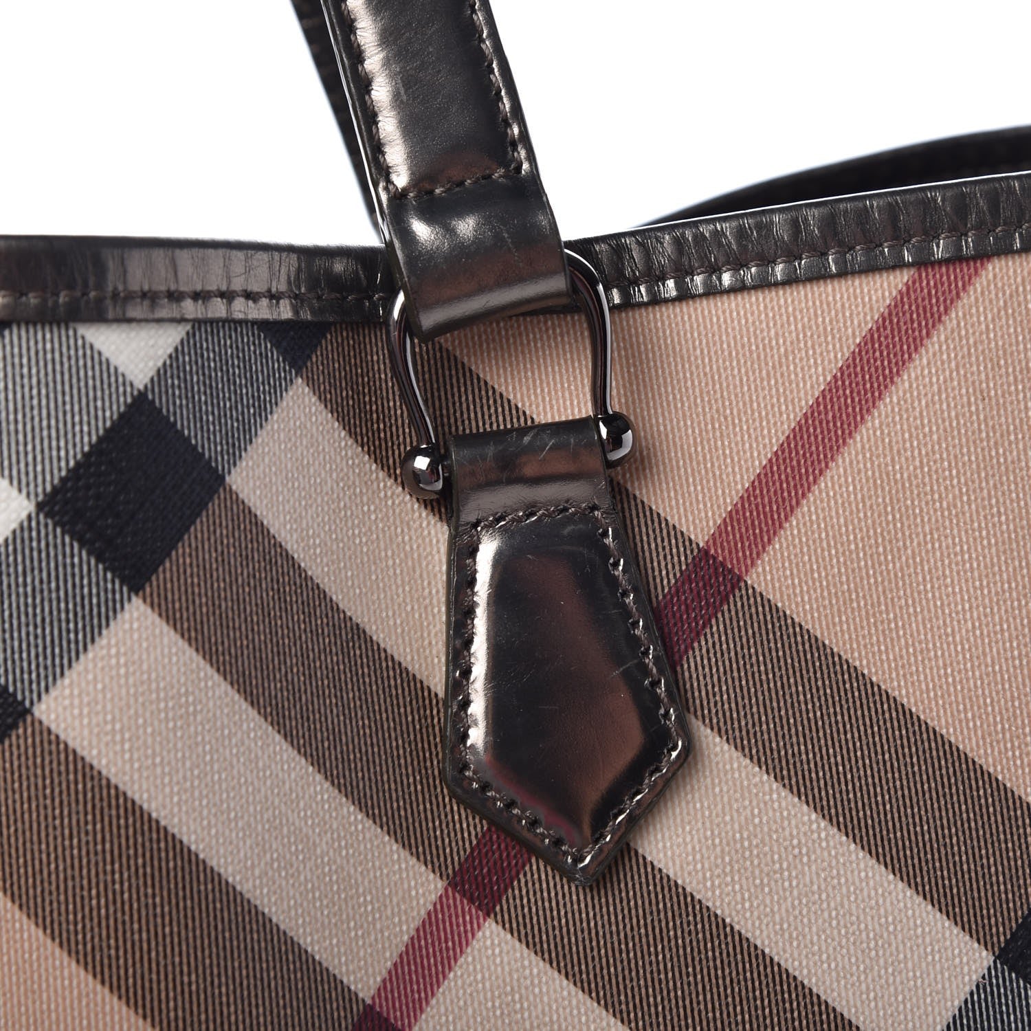 Burberry Patent Supernova Check Stanton Tote Dark Nickel 23 of 24