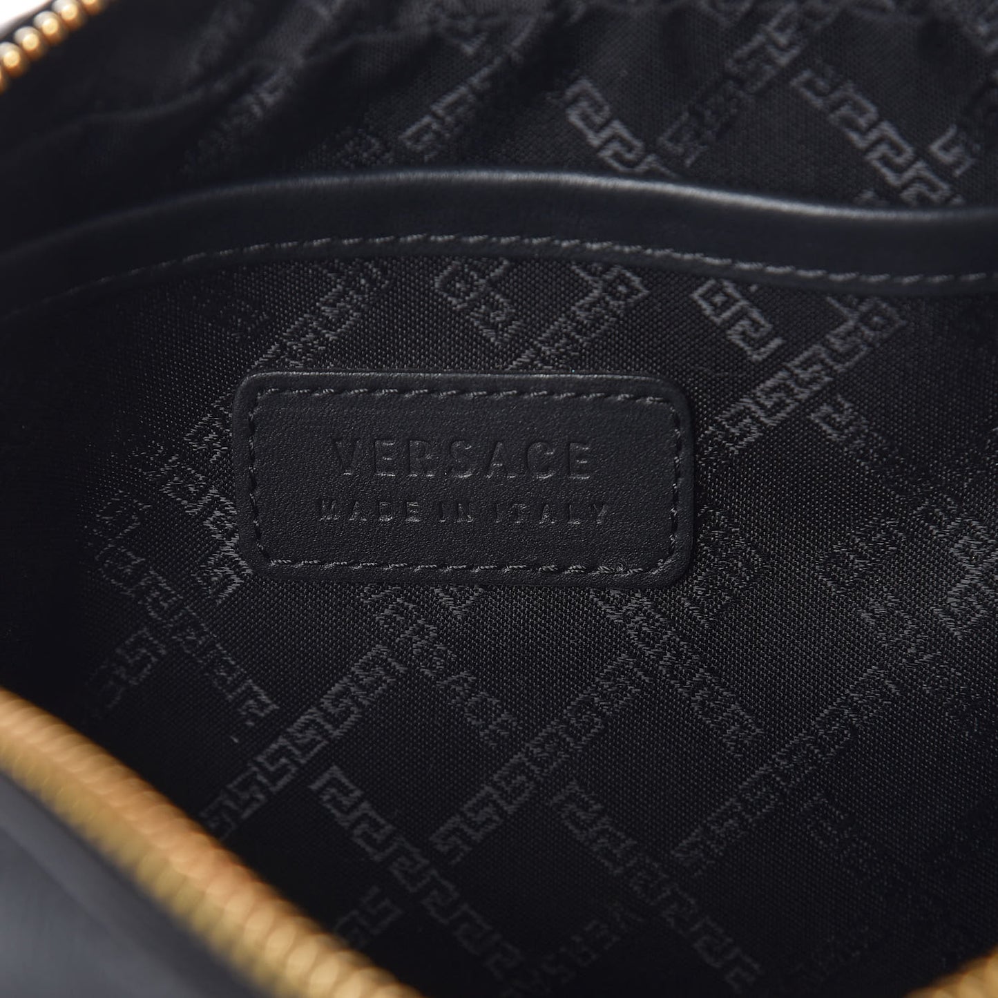 Calfskin Medusa Head Wrist Pochette Black