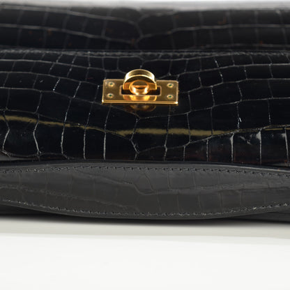 Hermes Shiny Niloticus Crocodile Kelly Pochette Black 13 of 34