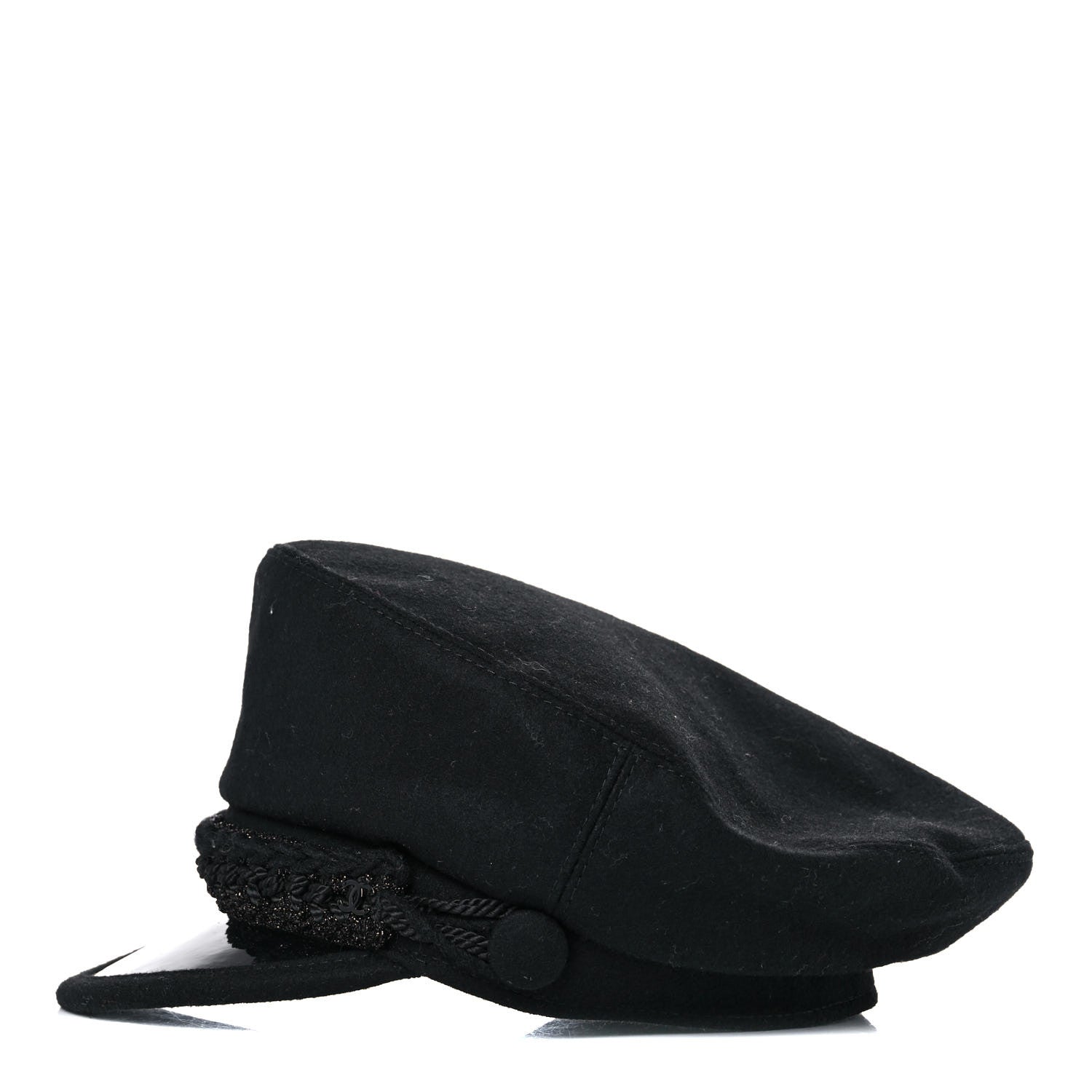 Chanel Wool Patent CC Cap Hat L Black 3 of 8