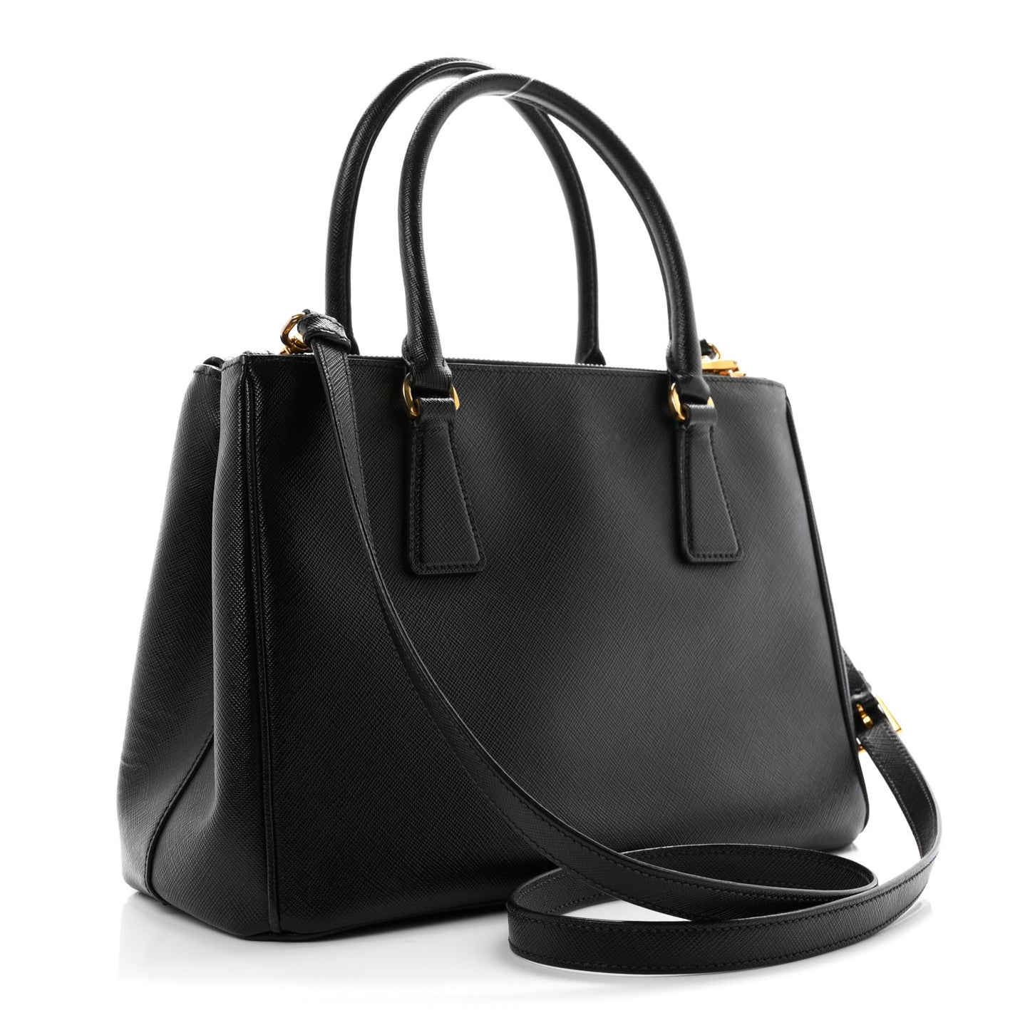 Saffiano Small Galleria Double Zip Tote Black