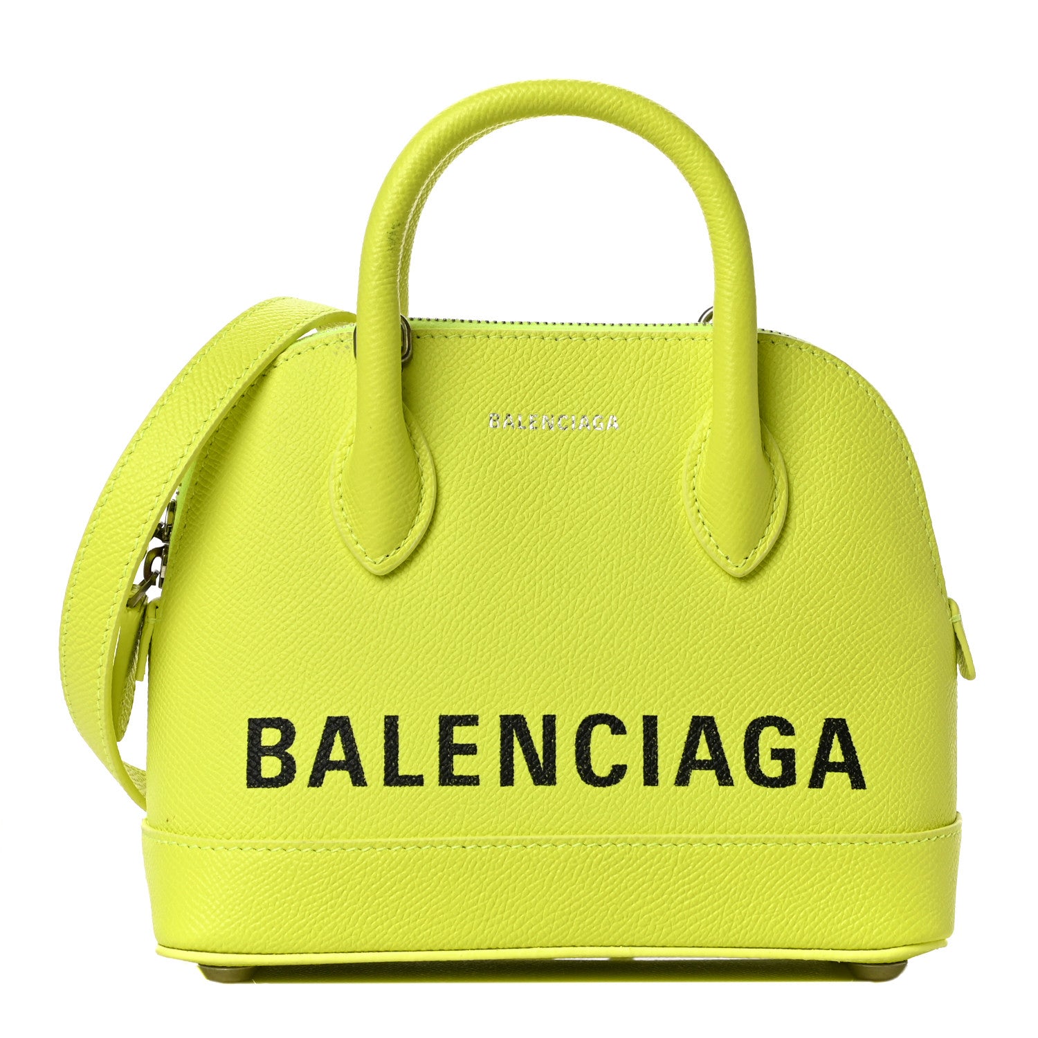 Balenciaga Signature Grained Calfskin Logo XXS Ville Top Handle Bag Acid Green Black 1 of 9