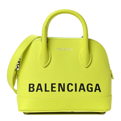 Balenciaga Signature Grained Calfskin Logo XXS Ville Top Handle Bag Acid Green Black 1 of 9