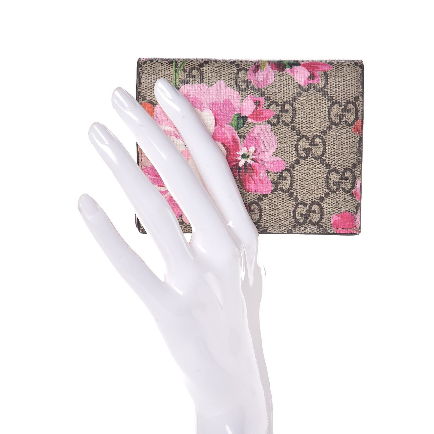 Gucci GG Supreme Monogram Blooms Card Case Beige Multicolor Dry Rose 2 of 8