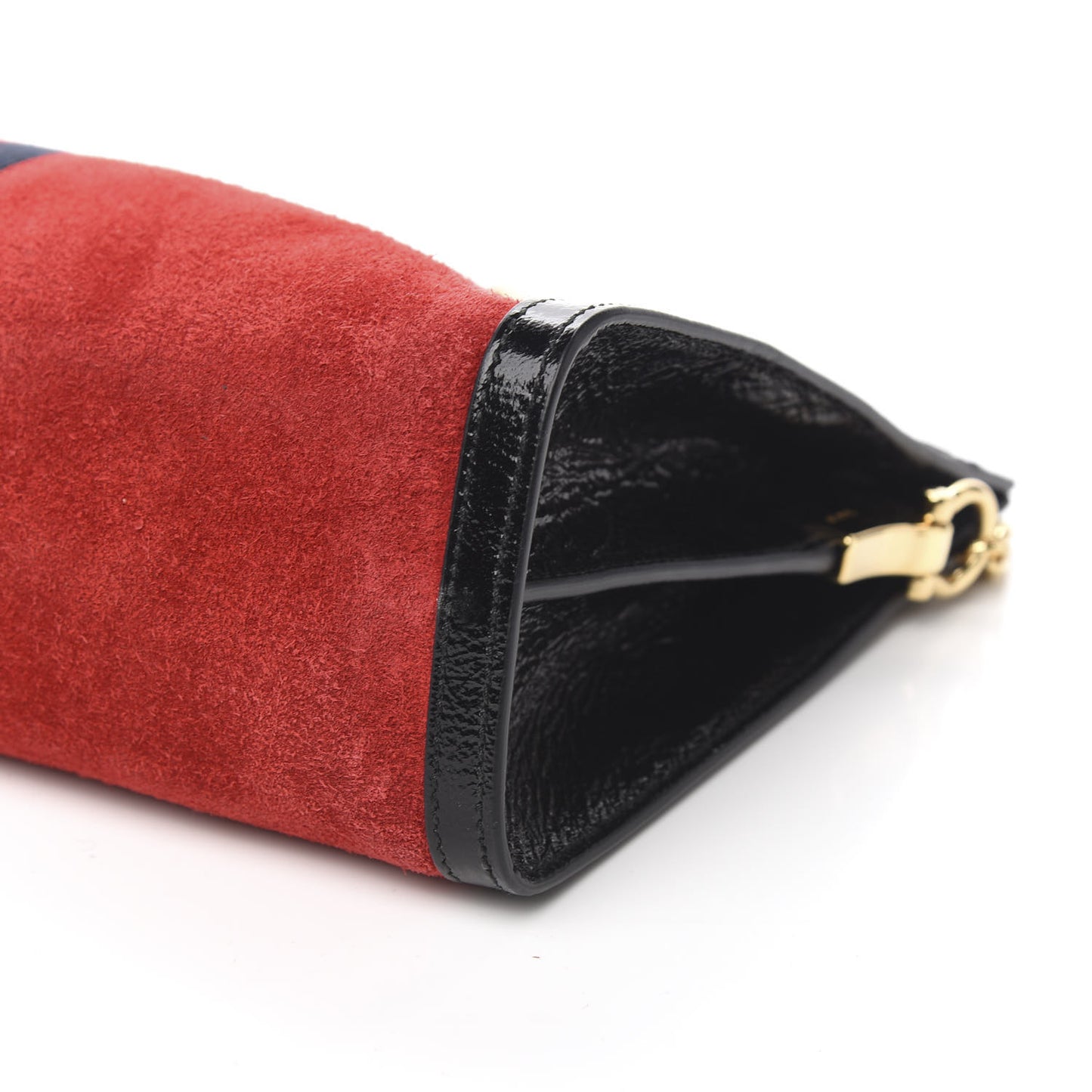 Suede Patent Web Medium Ophidia Chain Shoulder Bag Hibiscus Red Black