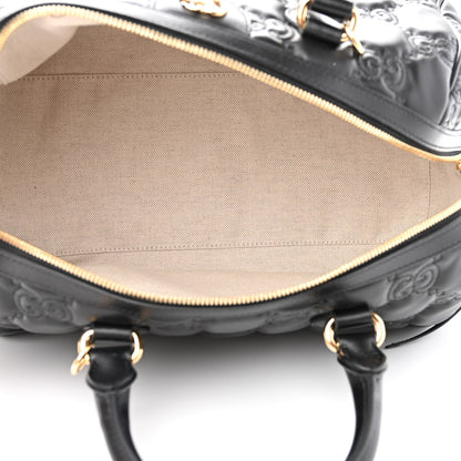 Gucci Calfskin GG Matelasse Medium Bowler Bag Black Natural 5 of 10