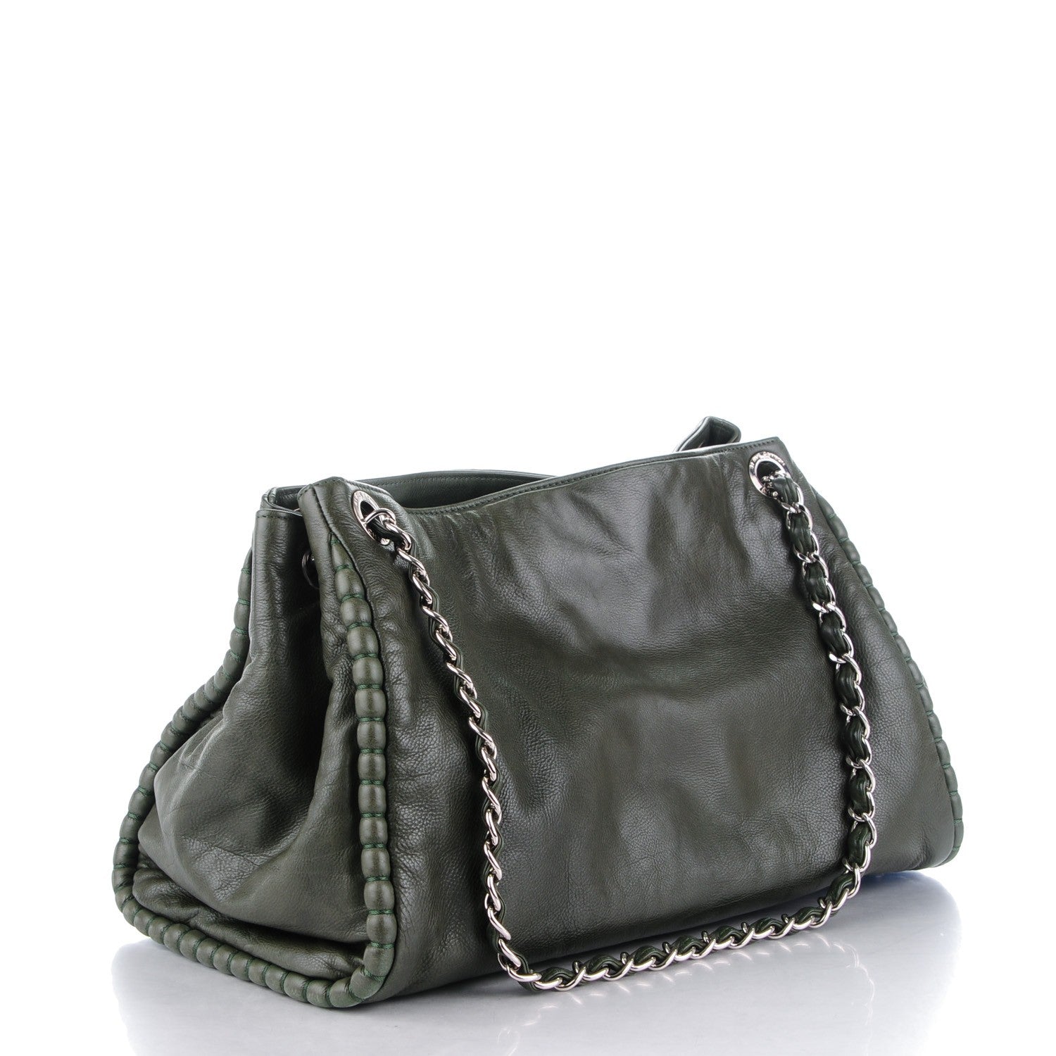 Chanel Calfskin On The Bund Open Accordion Tote Dark Khaki 3 of 7