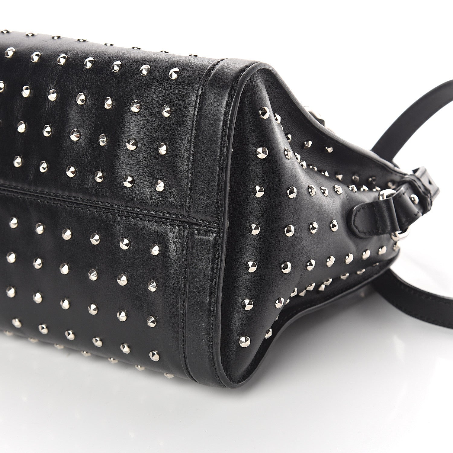 Alexander McQueen Calfskin Small Studded Padlock Zip Around Tote Black 9 of 9