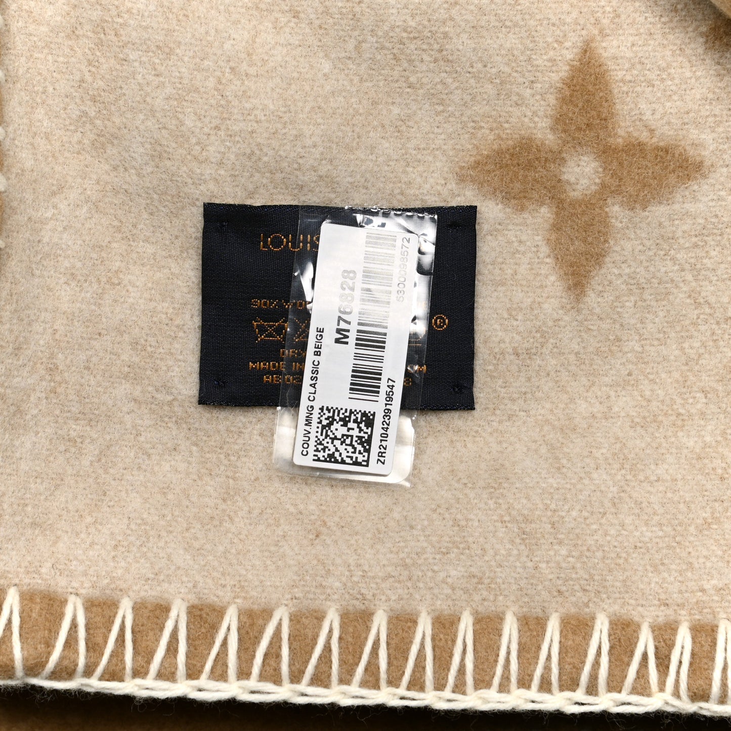 Wool Cashmere Monogram Blanket Beige