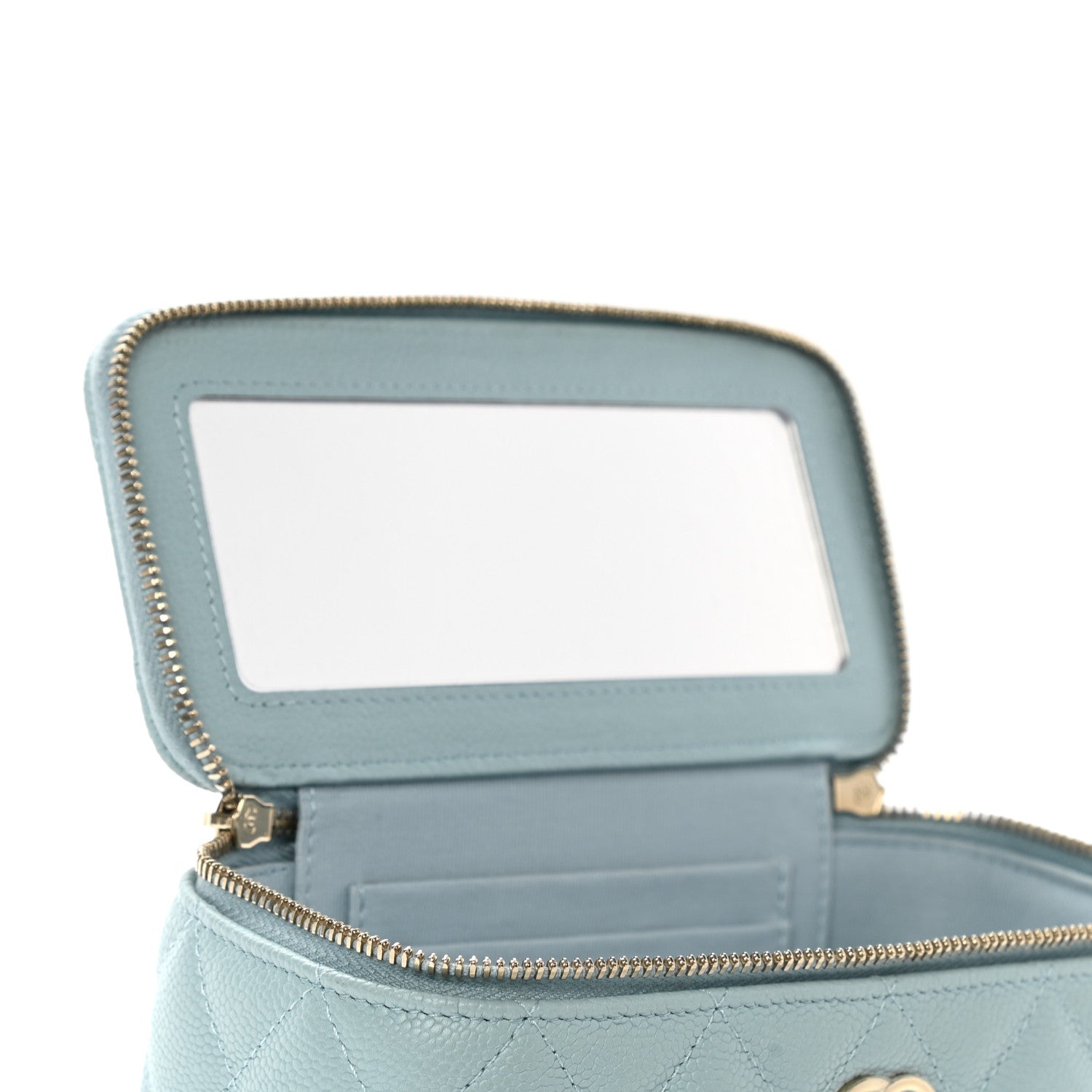 Chanel Caviar Quilted Small Tiny CC Vanity Case With Chain Light Blue 8 of 12