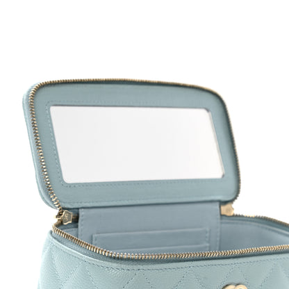 Chanel Caviar Quilted Small Tiny CC Vanity Case With Chain Light Blue 8 of 12