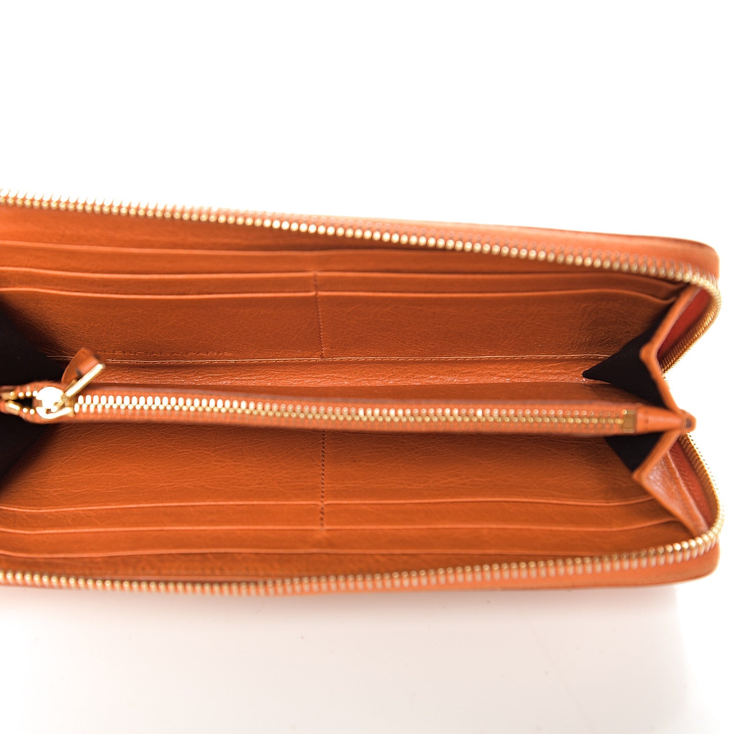Balenciaga Agneau Classic Hardware Continental Zip Around Wallet Tangerine 4 of 15