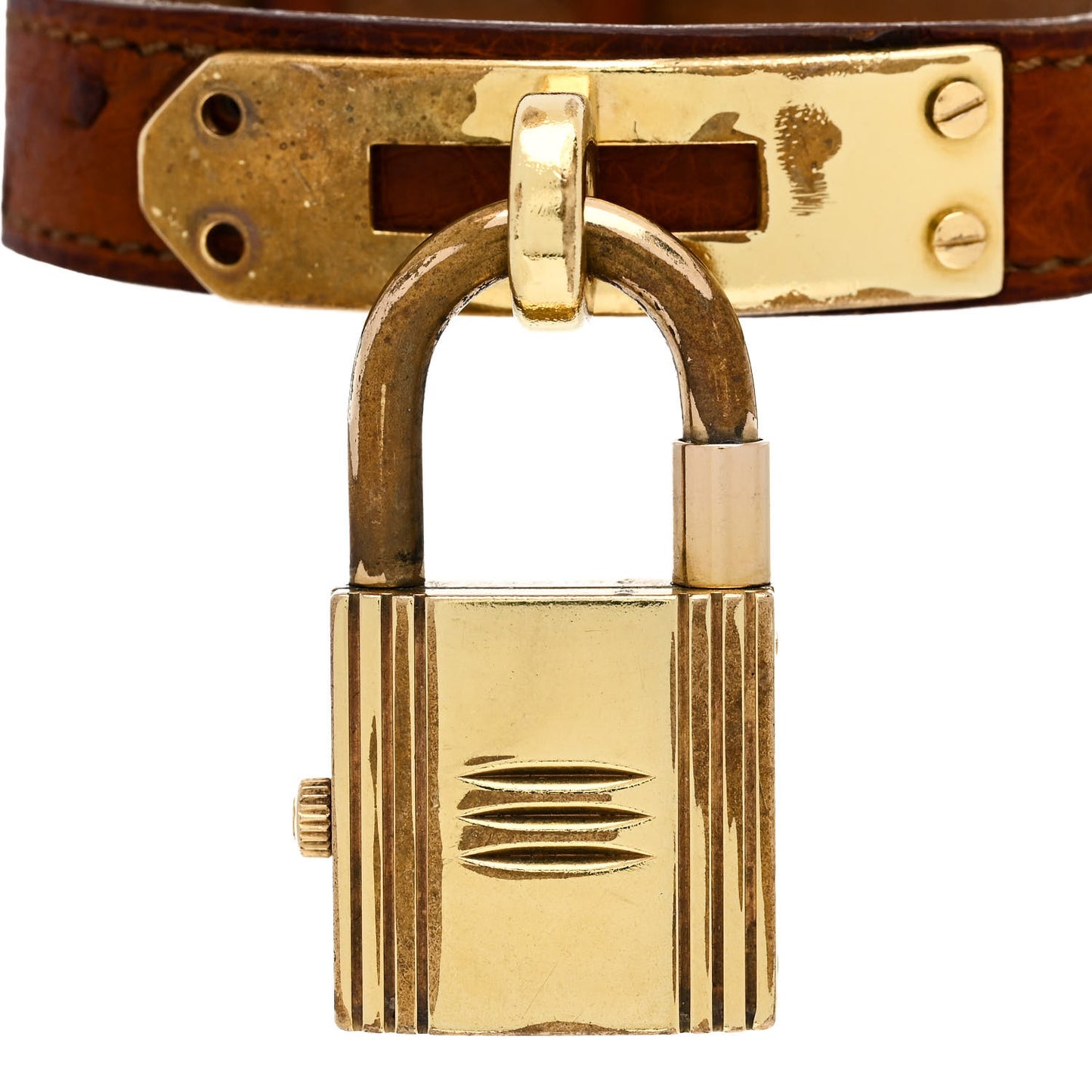 Stainless Steel Ostrich 20mm Kelly Cadena Quartz Watch Gold