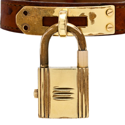 Hermes Stainless Steel Ostrich 20mm Kelly Cadena Quartz Watch Gold 7 of 7